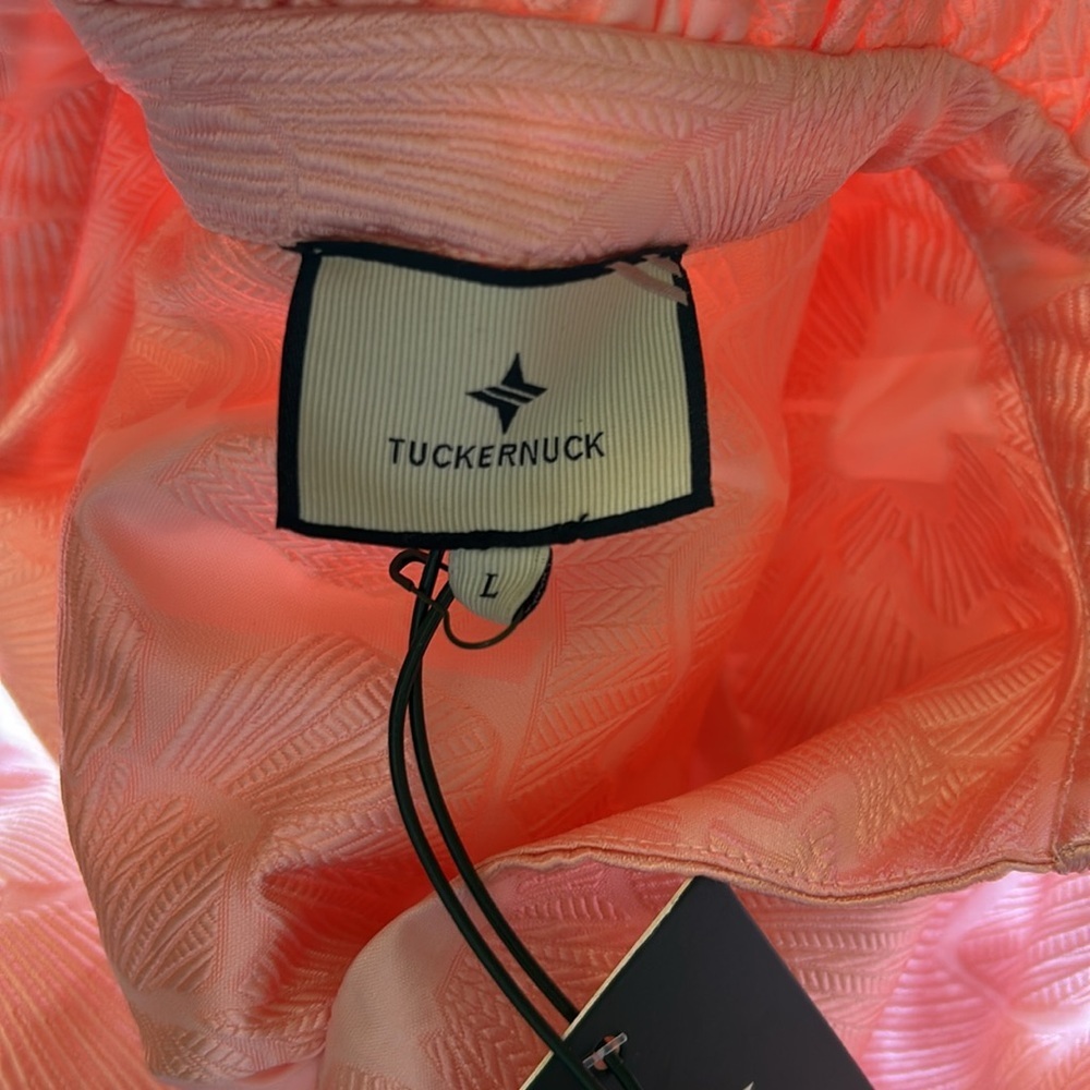 TUCKERNUCK Bellini Fil Coupe Palmerston Peach Pockets Mini Stand Collar Sz L NEW - Picture 13 of 16